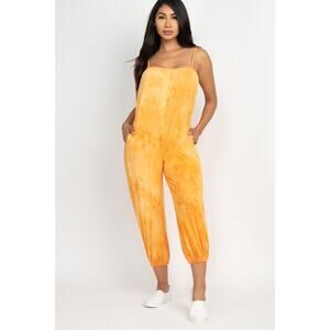 Tie-dye spaghetti strap jumpsuit (Gold)-Medium